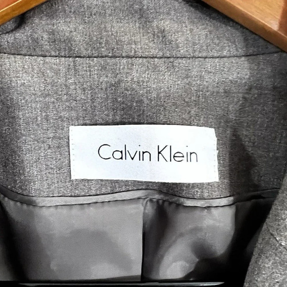 Calvin Klein Taupe Brown Blazer Womens Small Shoulder Pads Professional Business - Picture 7 of 7